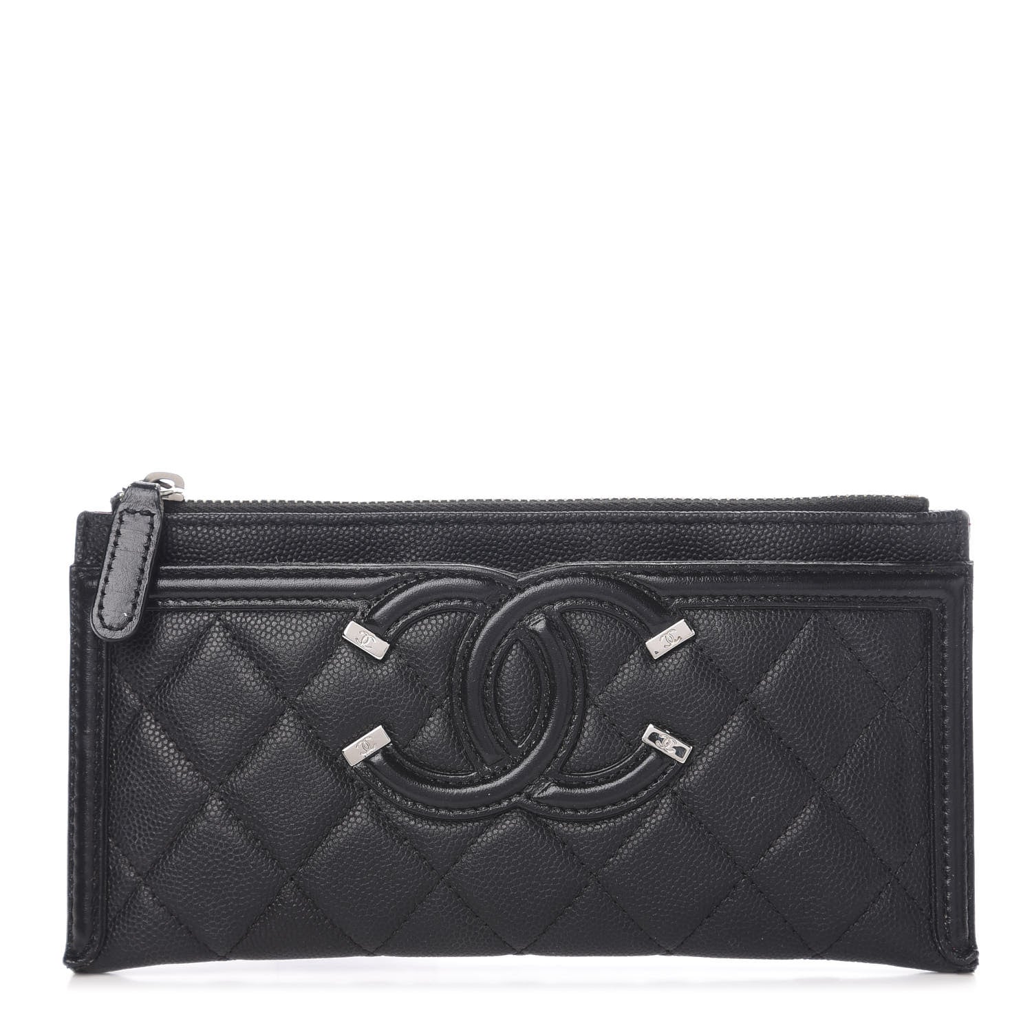 Chanel Caviar Quilted Filigree Zip Pouch Black 1 of 13