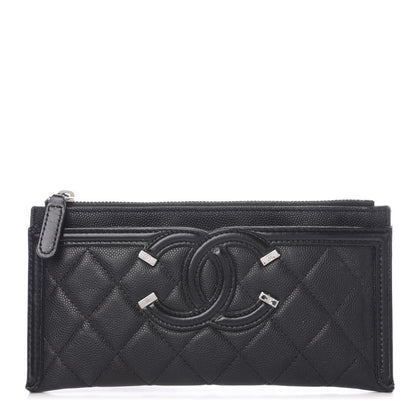 Chanel Caviar Quilted Filigree Zip Pouch Black 1 of 13