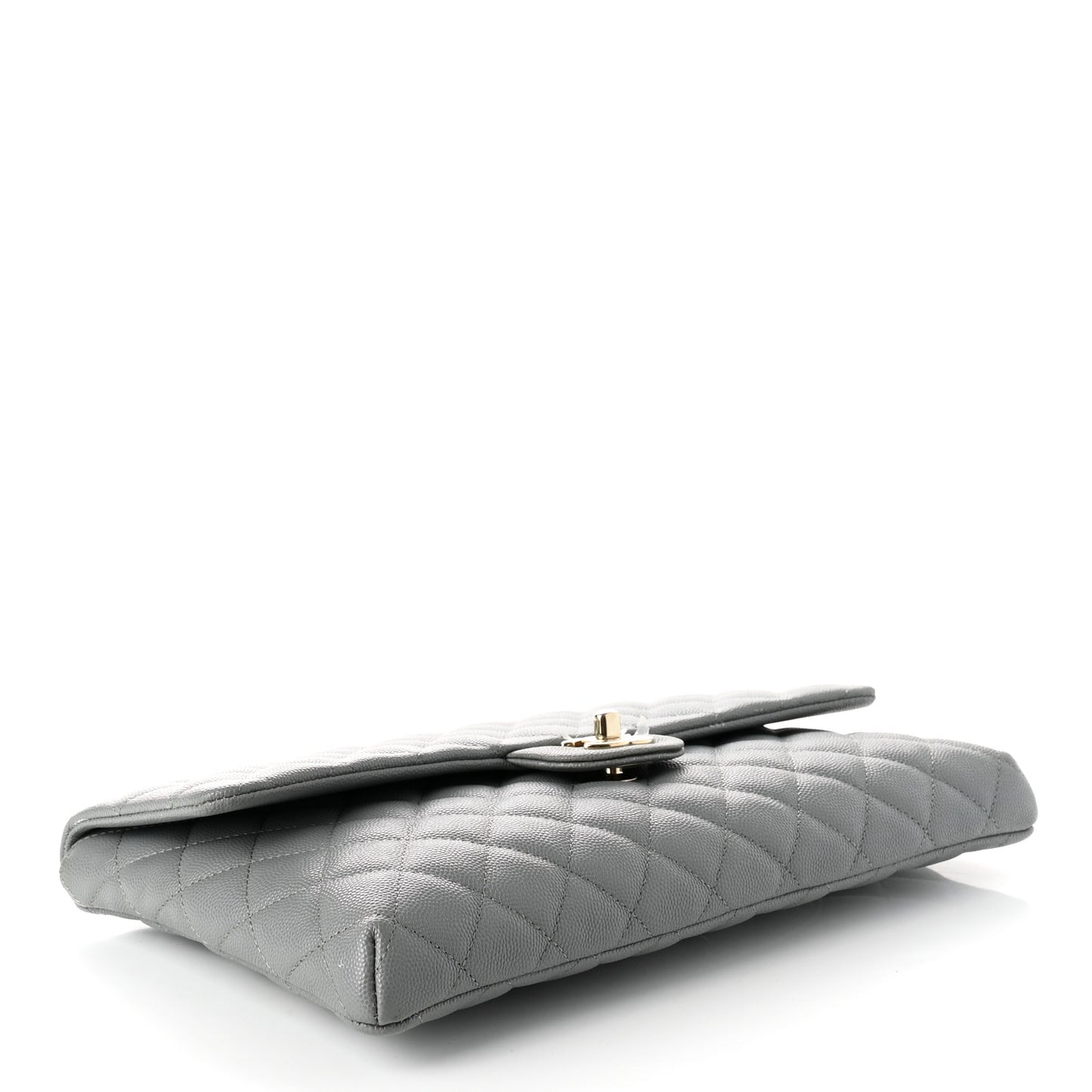 Caviar Quilted Flap Clutch Grey