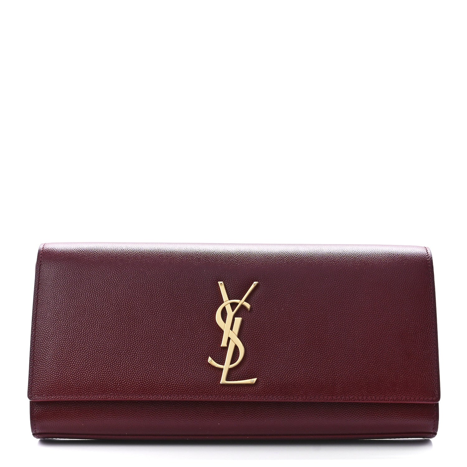 Saint Laurent Grain De Poudre Classic Monogram Cassandre Clutch Dark Red 1 of 12