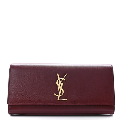 Saint Laurent Grain De Poudre Classic Monogram Cassandre Clutch Dark Red 1 of 12