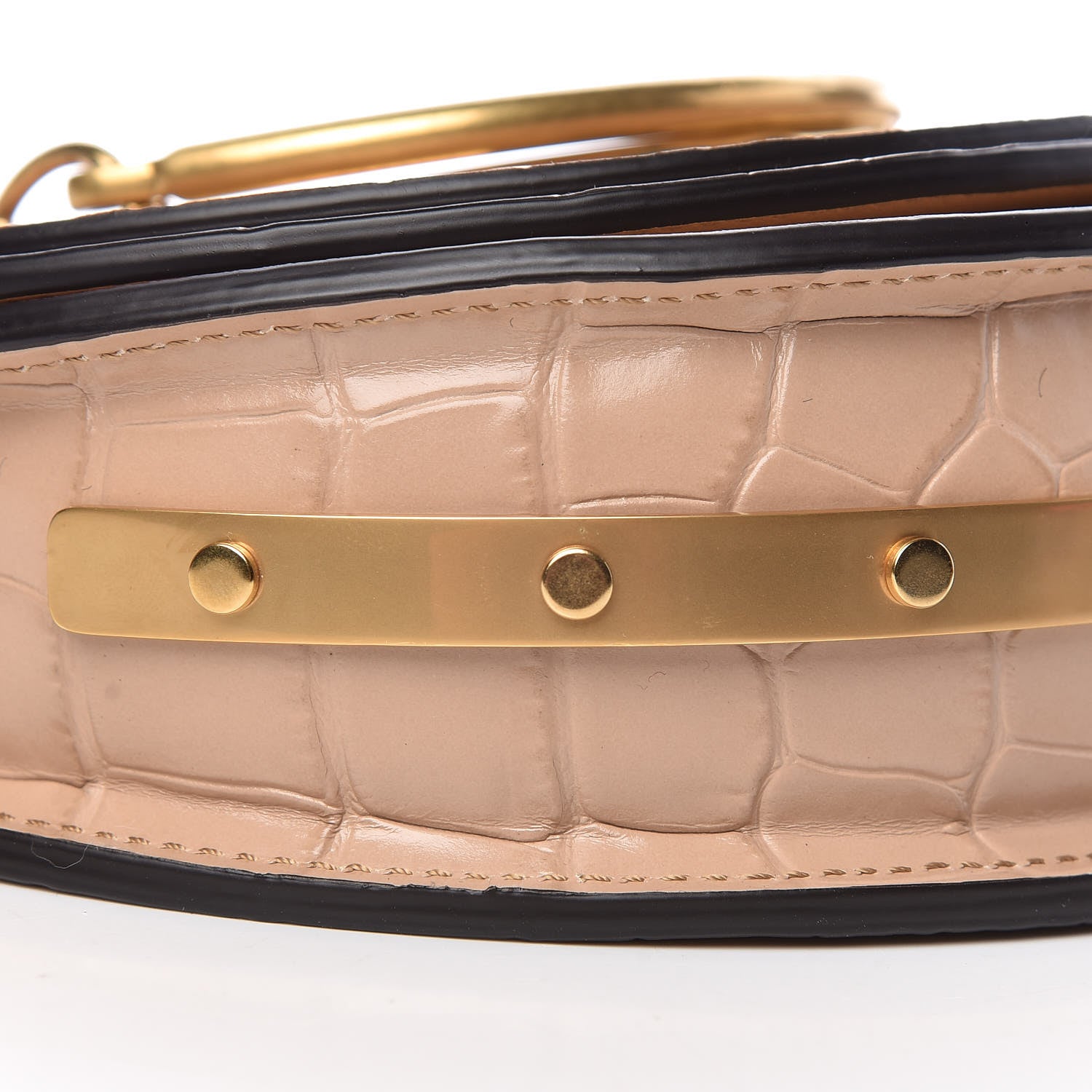 Chloe Calfskin Crocodile Embossed Small Nile Bracelet Minaudiere Bag Nut 10 of 11