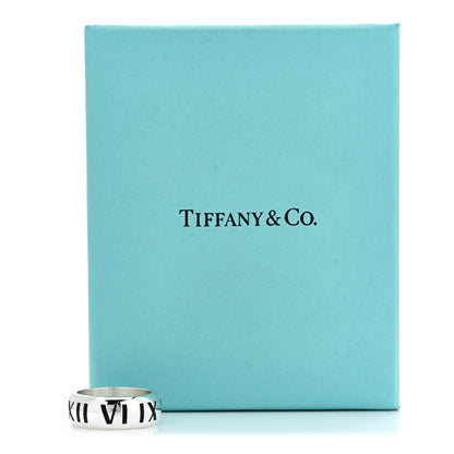 Tiffany Sterling Silver Enamel Atlas Band Ring 56 7.5 Black 5 of 5