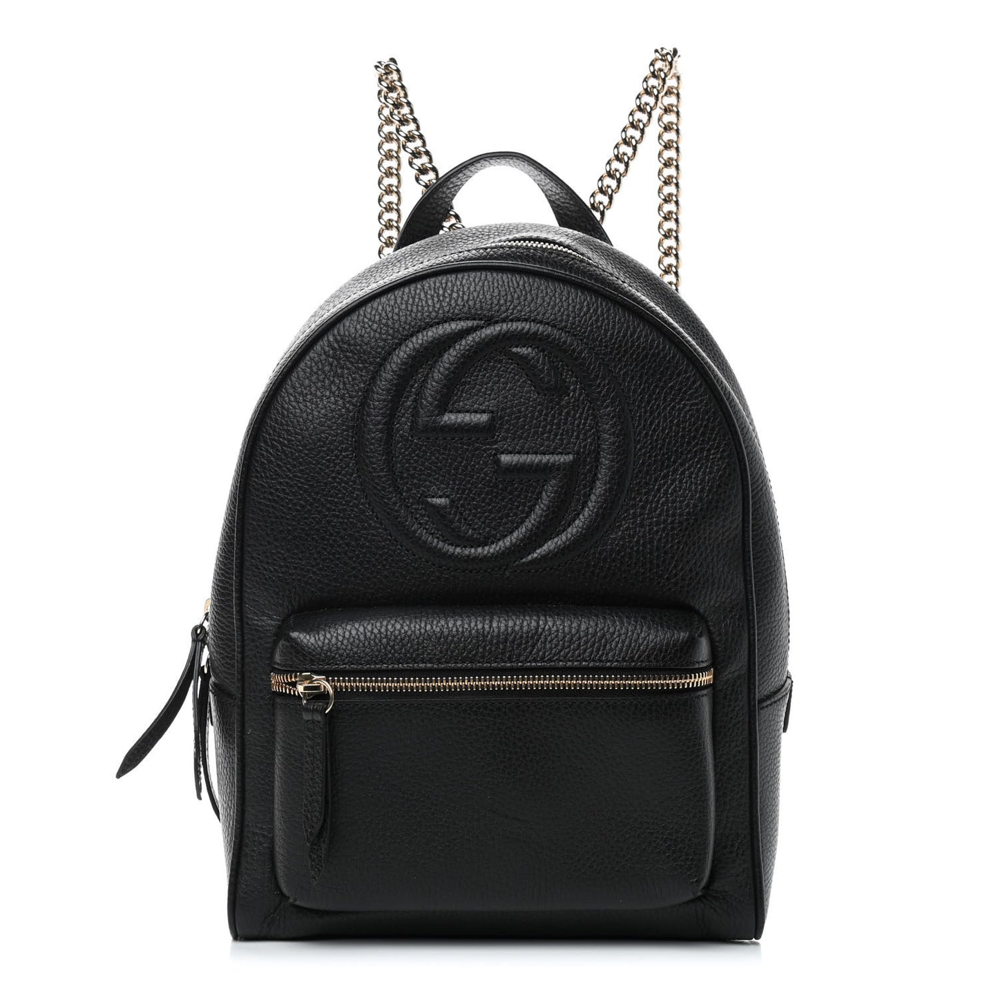 Pebbled Calfskin Soho Chain Backpack Black
