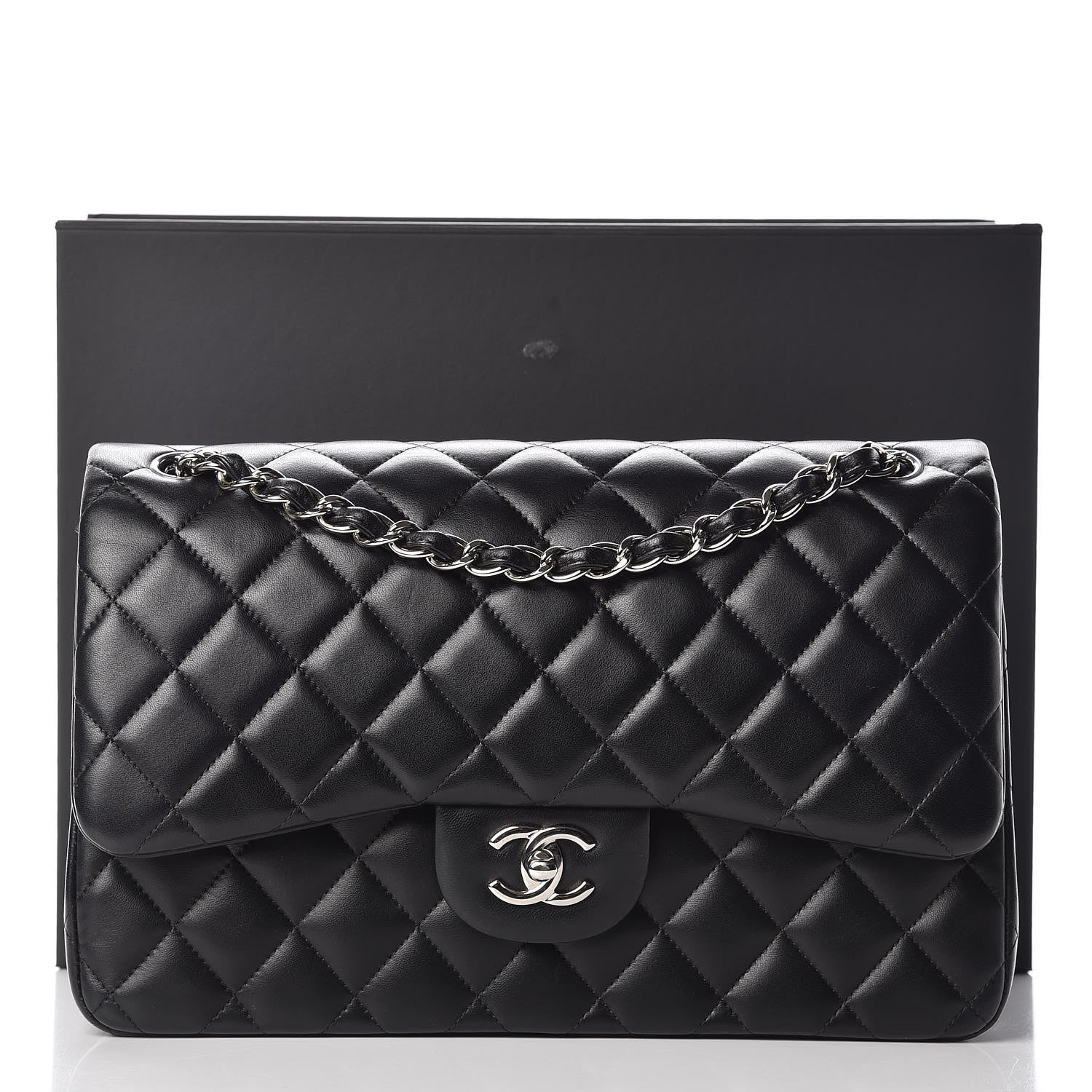Chanel Lambskin Quilted Jumbo Double Flap Black 13 of 13