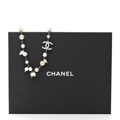 Chanel Pearl Crystal CC Necklace Silver 6 of 6