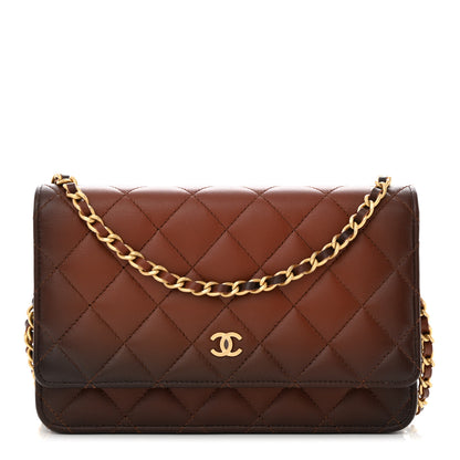 Chanel Gradient Lambskin Quilted Wallet On Chain WOC Brown 1 of 12