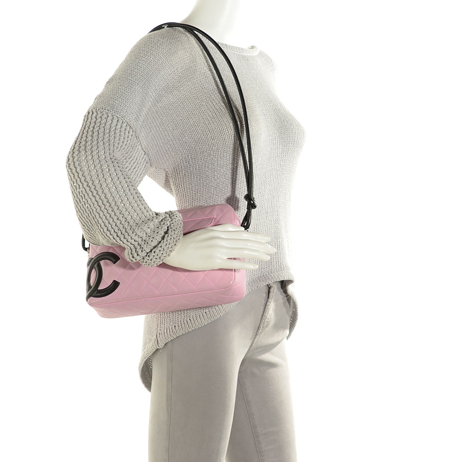 Chanel Calfskin Quilted Cambon Camera Bag Pink Black 2 of 7