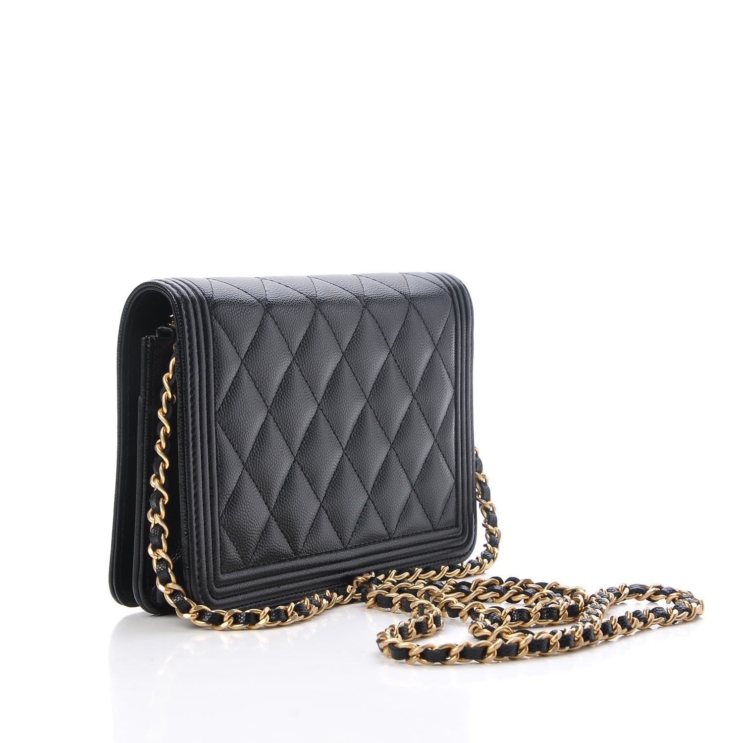 Chanel Caviar Quilted Boy Wallet On Chain WOC Black 3 of 9