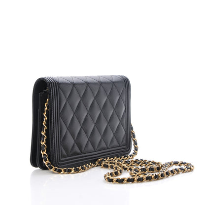 Chanel Caviar Quilted Boy Wallet On Chain WOC Black 3 of 9