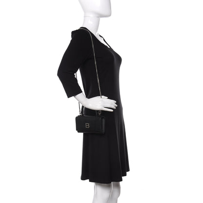 Balenciaga Grained Calfskin Hourglass Top Handle Crossbody Phone Holder Black 2 of 9