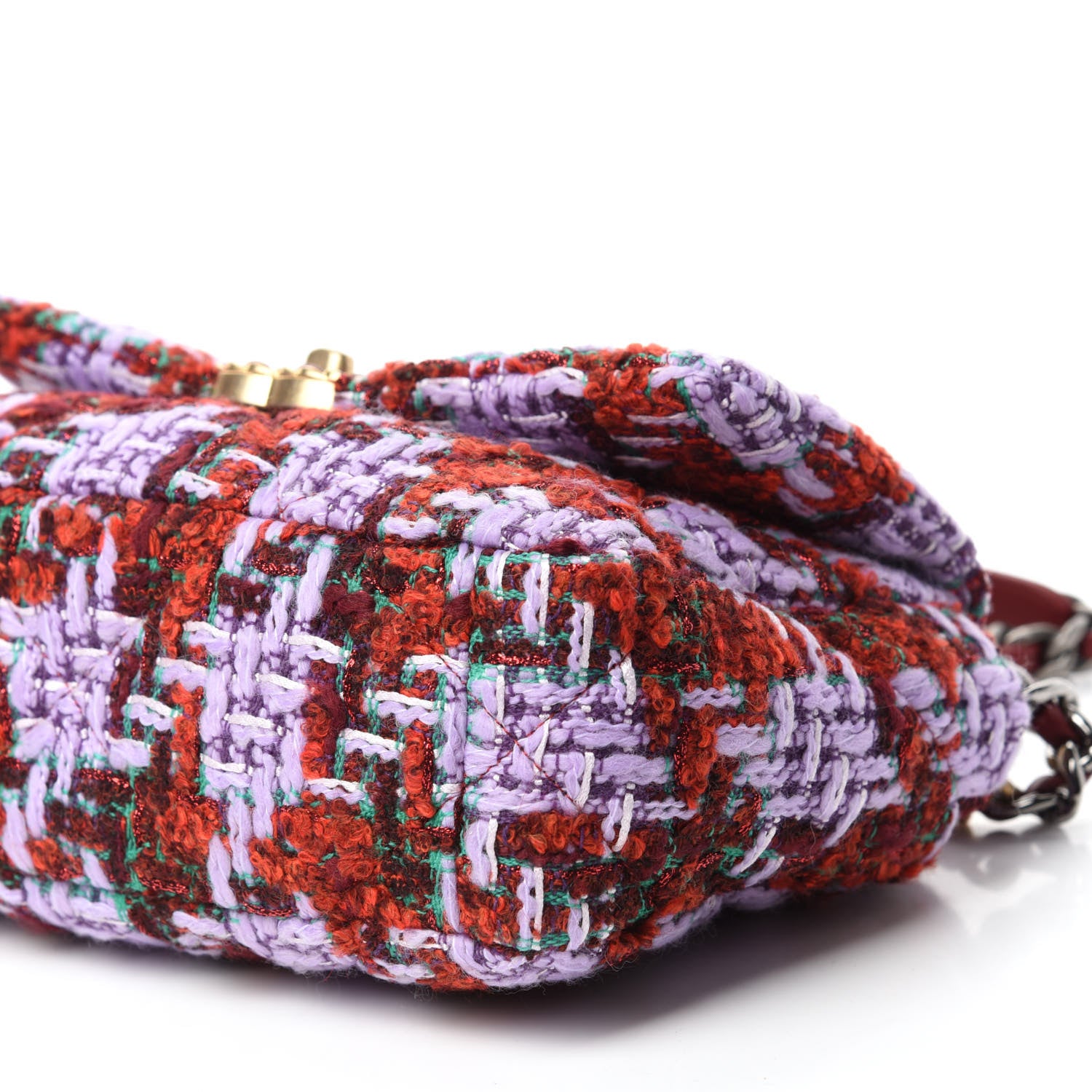 Chanel Tweed Quilted Medium Chanel 19 Flap Red Purple Green 7 of 10
