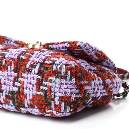 Chanel Tweed Quilted Medium Chanel 19 Flap Red Purple Green 7 of 10