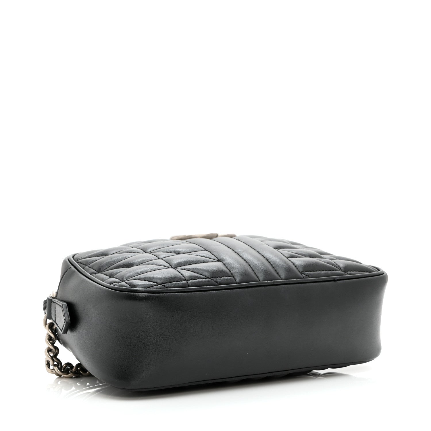 Gucci Calfskin Matelasse Aria Small GG Marmont Chain Shoulder Bag Black 4 of 11