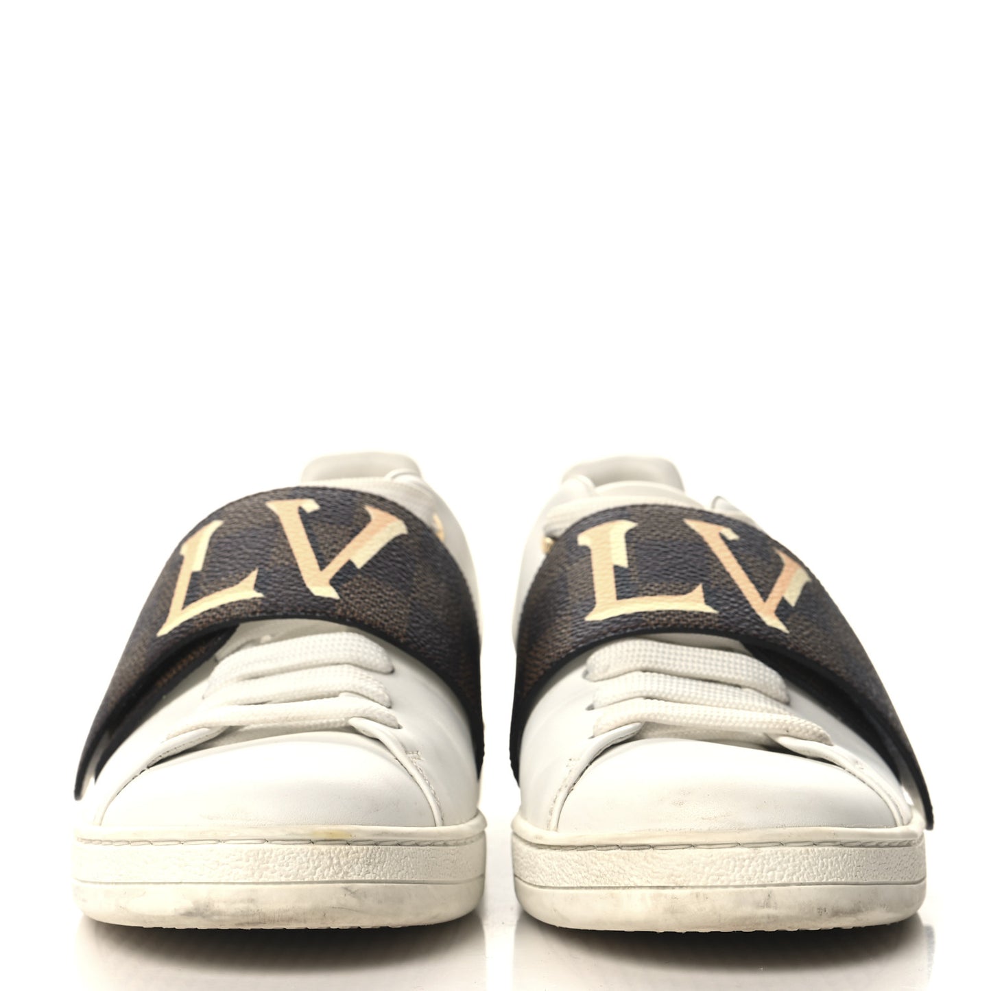 Damier Ebene Front Row Sneaker 37.5 White