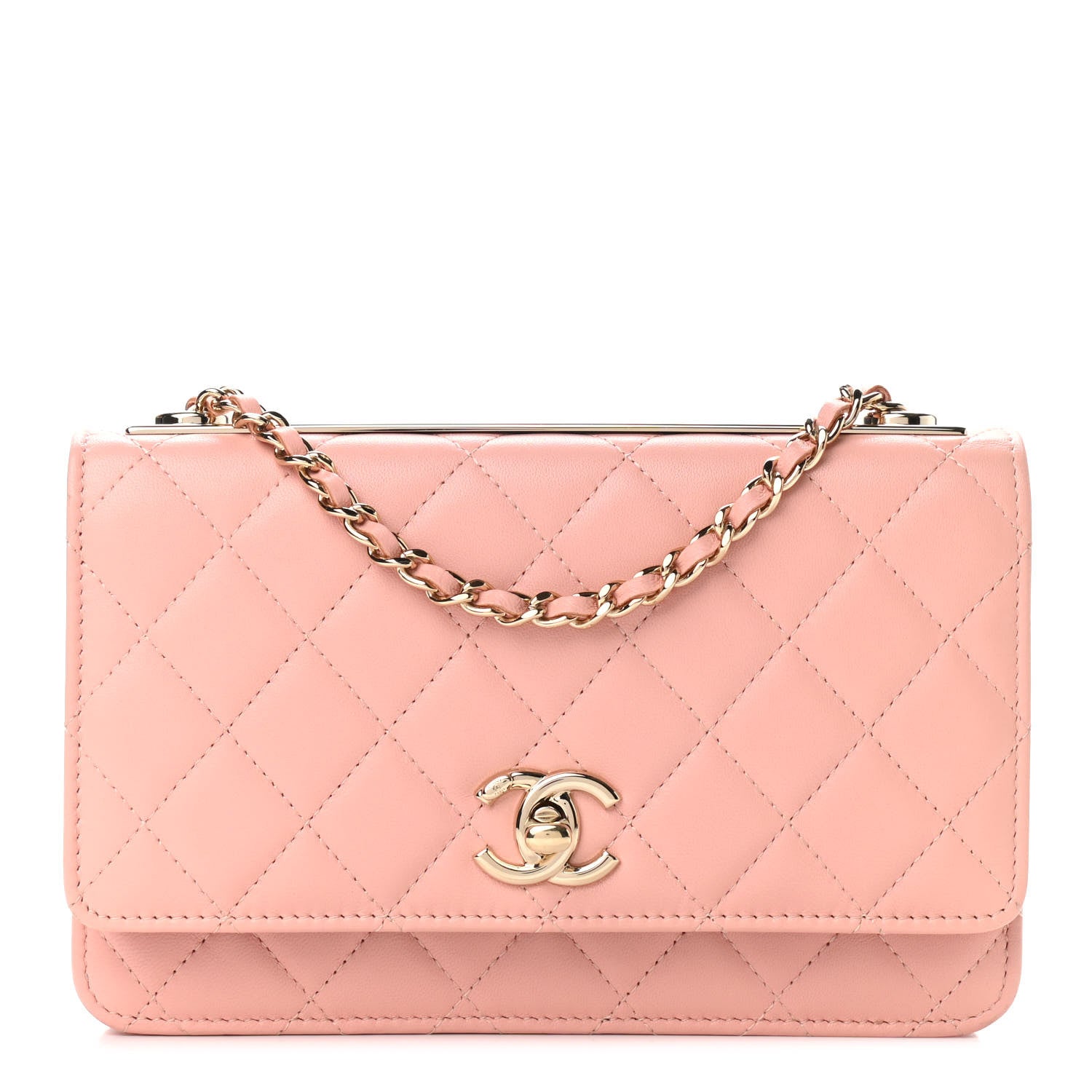Chanel Lambskin Quilted Trendy CC Wallet On Chain WOC Pink 1 of 12