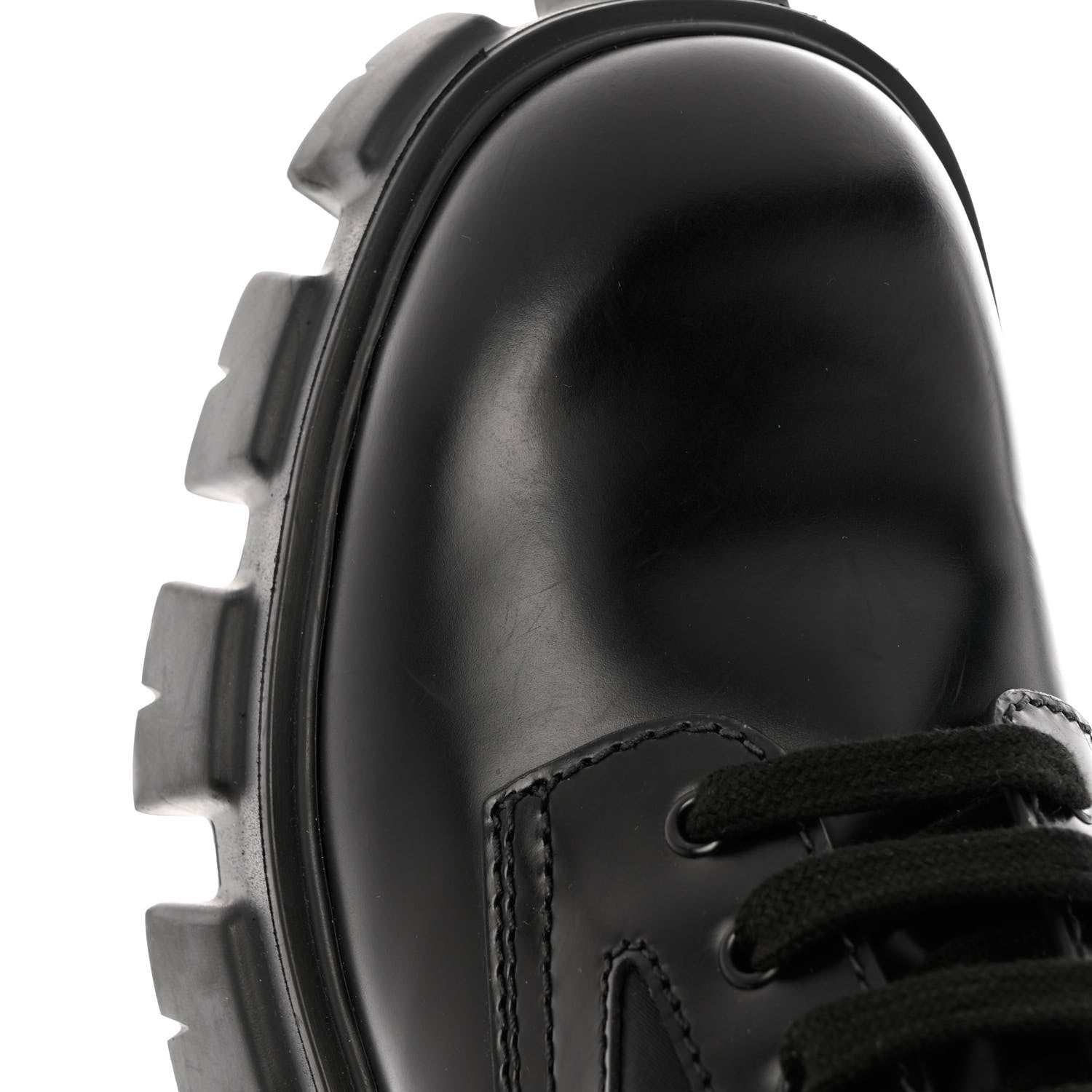 Prada Spazzolato Rois Re-Nylon Metal Triangle Logo Mens Monolith Pouch Pocket 60mm Combat Boots 9 Black 11 of 11