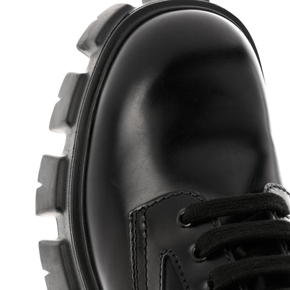 Prada Spazzolato Rois Re-Nylon Metal Triangle Logo Mens Monolith Pouch Pocket 60mm Combat Boots 9 Black 11 of 11