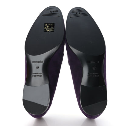 Hermes Suede Goatskin Womens Royal Loafers 37 Violet Oaxaca 5 of 9