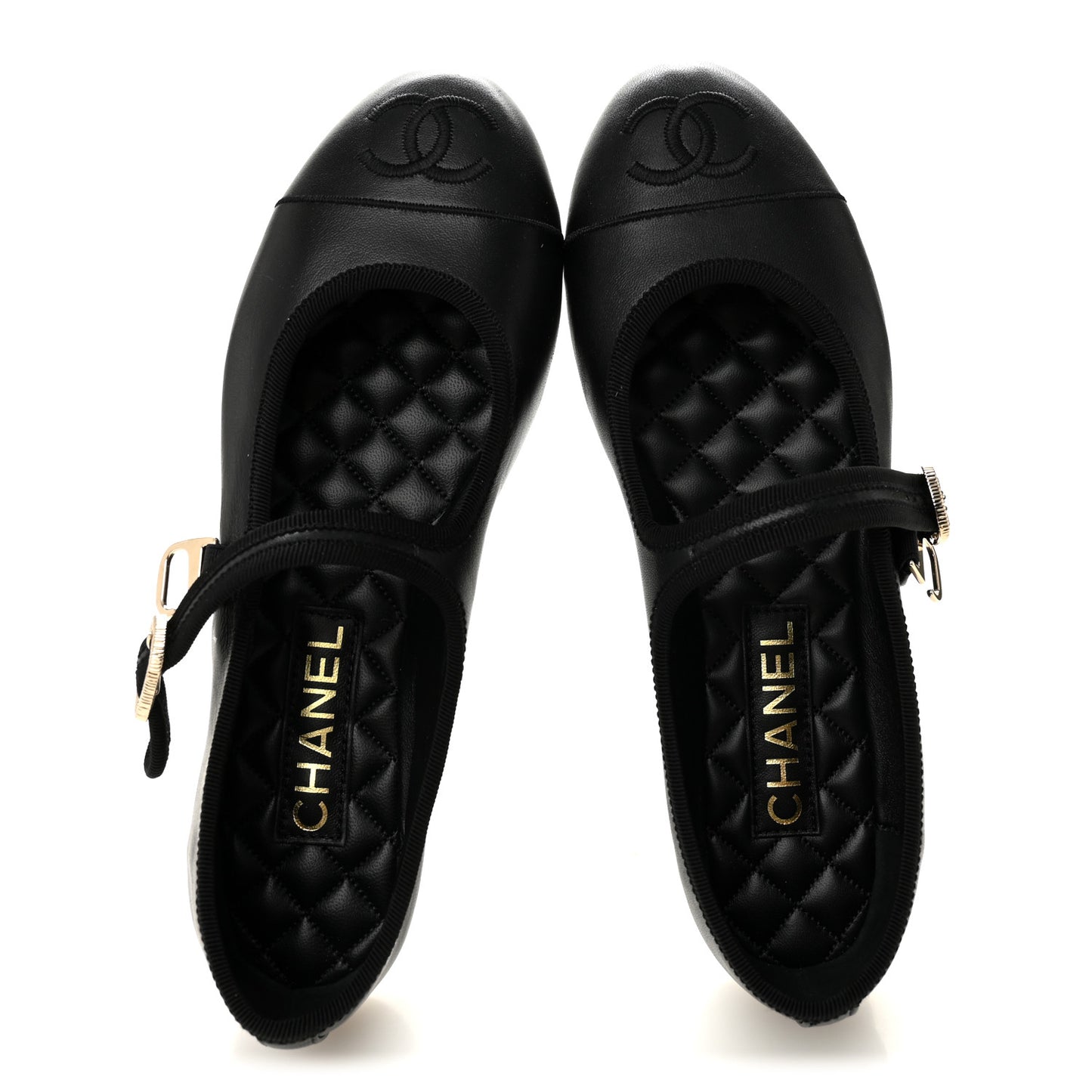 Lambskin Mary Jane Flats 39 Black