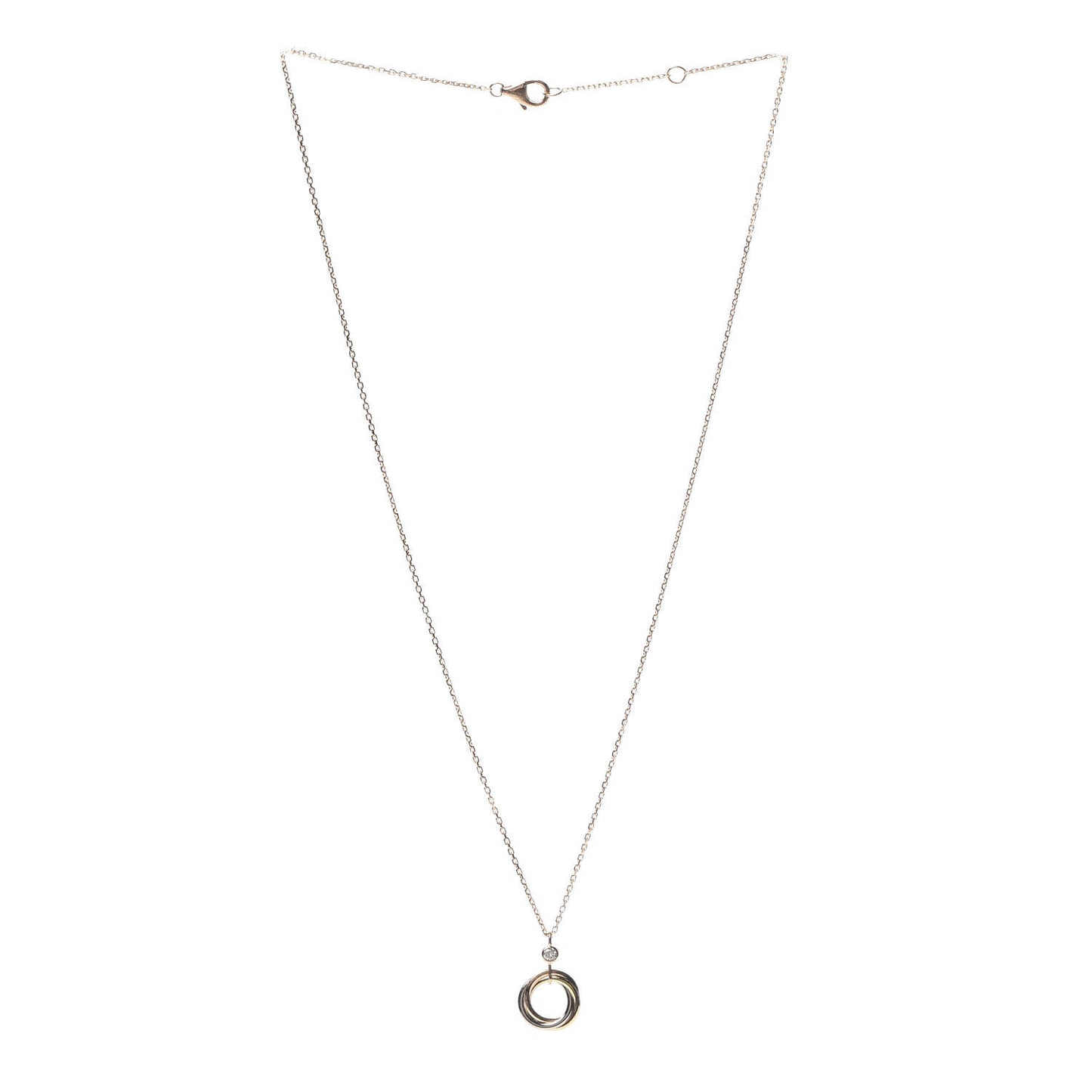 18K Pink Yellow White Gold Diamond Trinity Pendant Necklace