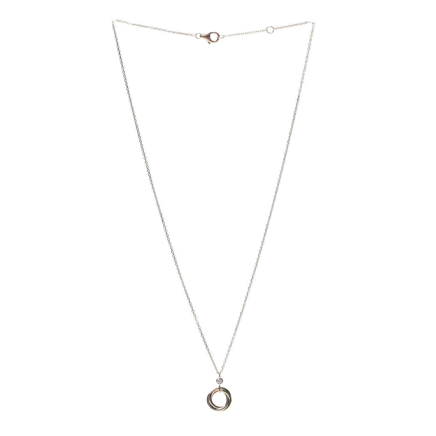 Cartier 18K Pink Yellow White Gold Diamond Trinity Pendant Necklace 3 of 7