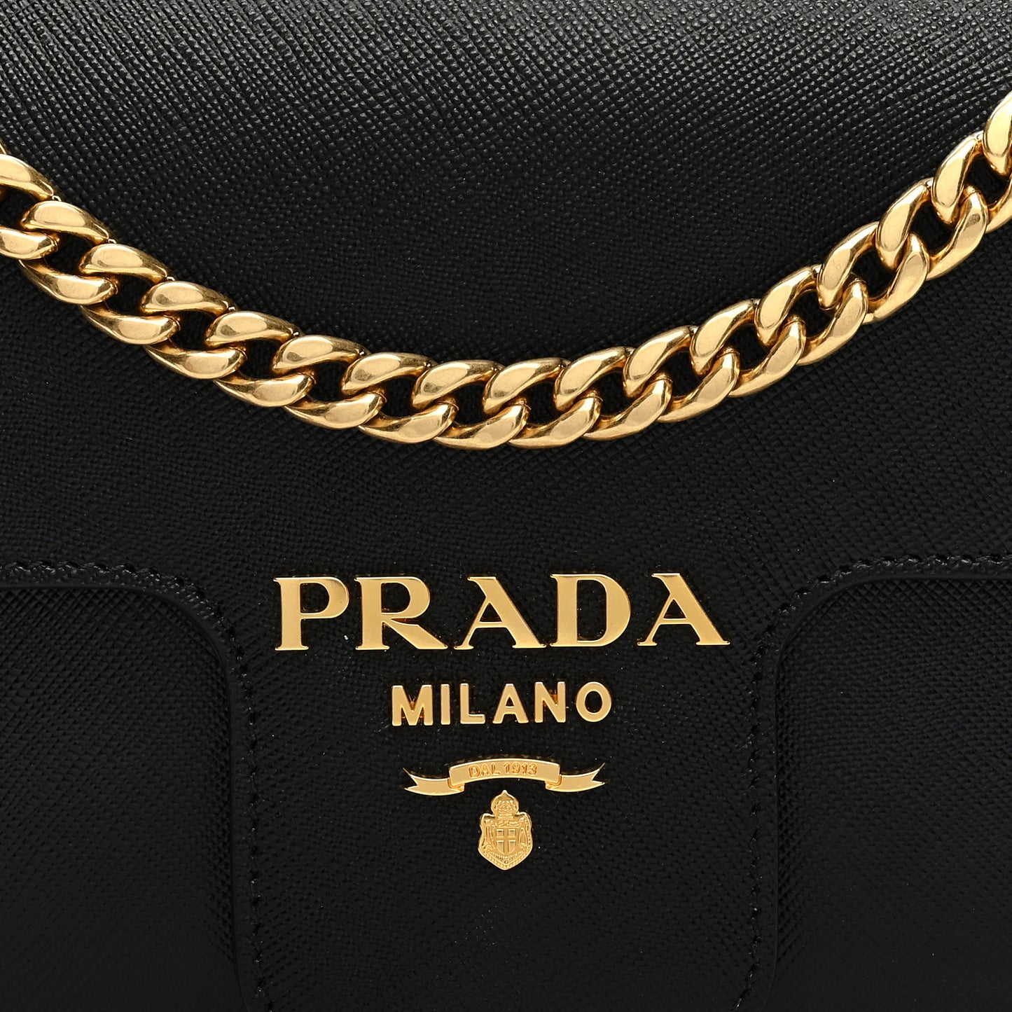 Saffiano Flap Shoulder Bag Black