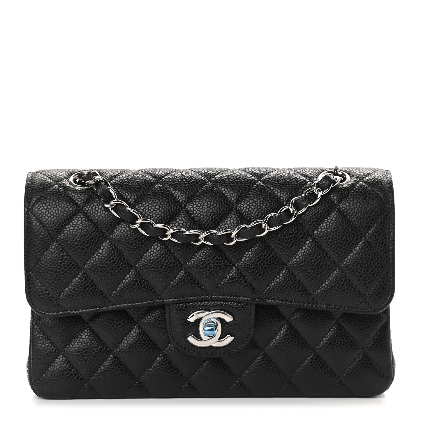 Caviar Quilted Small Double Flap Black