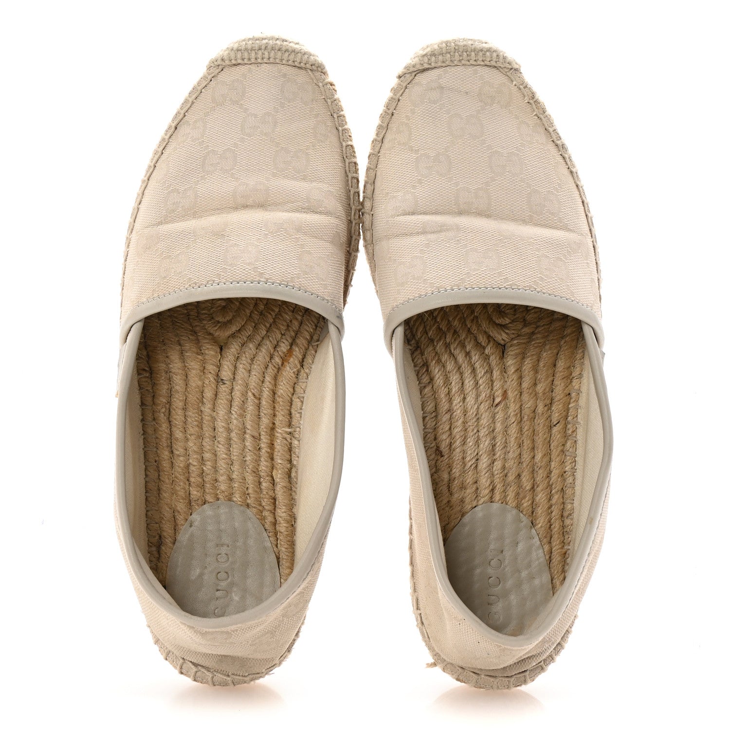 Gucci Washed Cotton Miro Soft Calfskin GG Monogram Espadrilles 39 White Mystic White 2 of 9