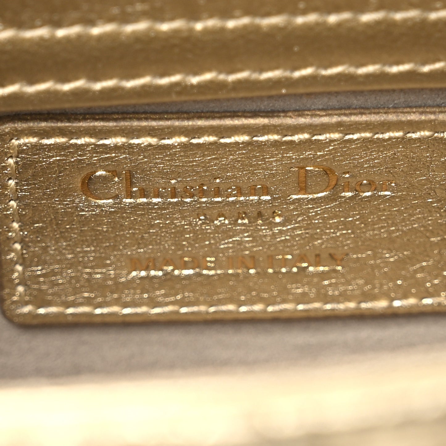Metallic Lambskin Cannage Micro Lady D-Joy Gold