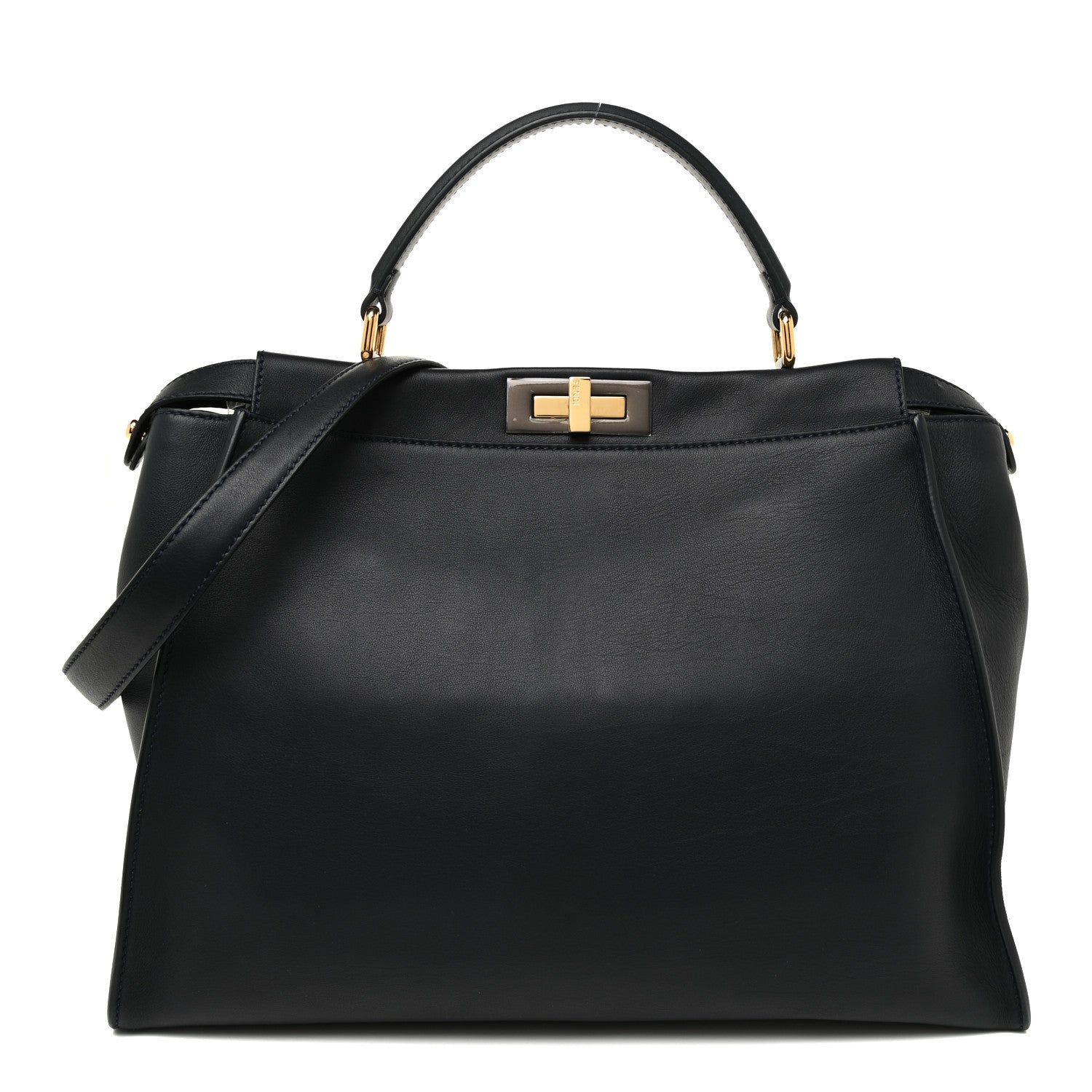 Fendi Vitello Dolce Marmol Large Peekaboo Iconic Satchel Blue Notte 1 of 15