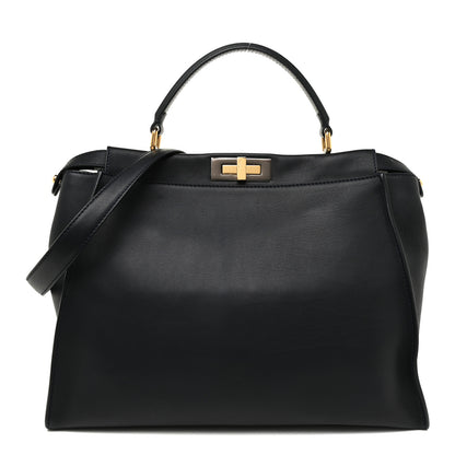 Fendi Vitello Dolce Marmol Large Peekaboo Iconic Satchel Blue Notte 1 of 15