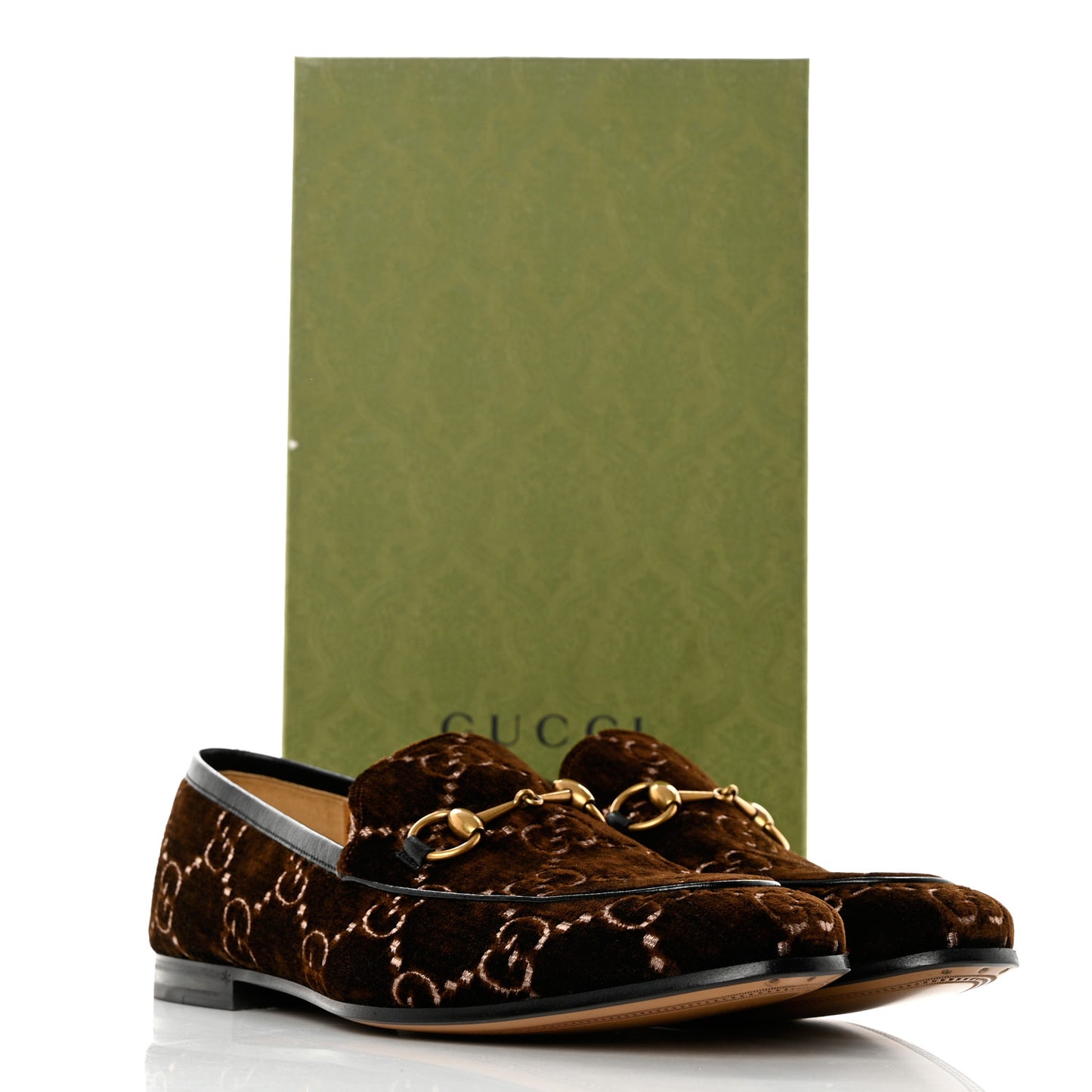 Velvet GG Monogram Horsebit Mens Jordaan Loafers 10 Brown Beige