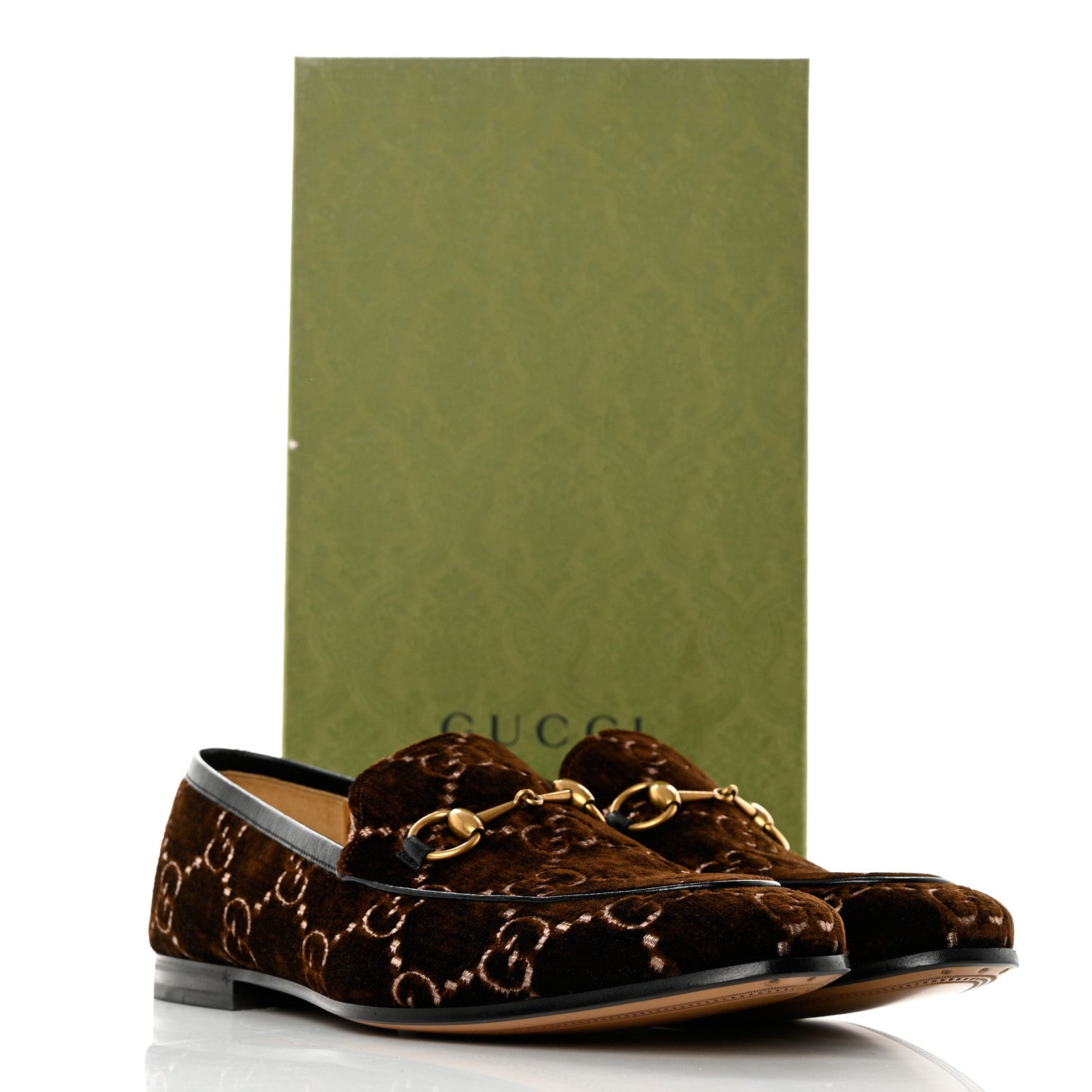 Gucci Velvet GG Monogram Horsebit Mens Jordaan Loafers 10 Brown Beige 9 of 9