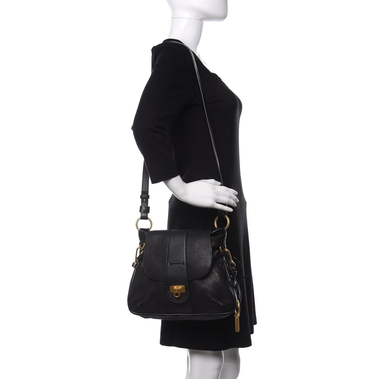 Chloe Grained Lambskin Calfskin Small Lexa Shoulder Bag Black 2 of 9