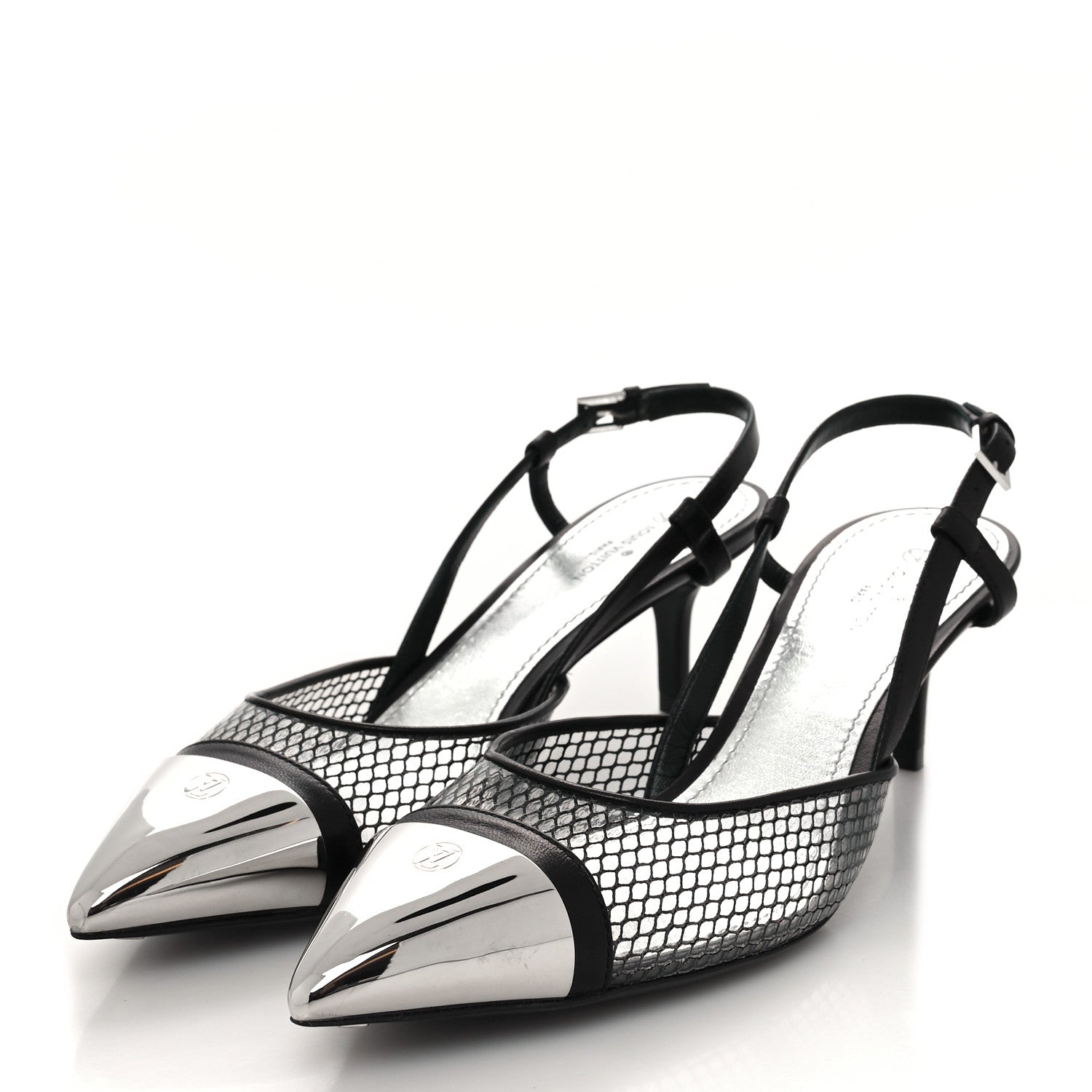 Louis Vuitton Calfskin Mesh PVC Urban Twist Slingback Mules 37 Black 3 of 7