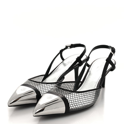 Louis Vuitton Calfskin Mesh PVC Urban Twist Slingback Mules 37 Black 3 of 7