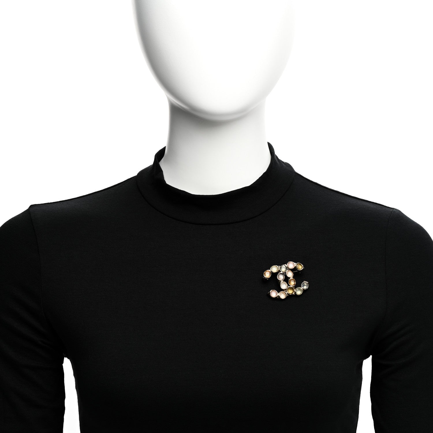 Chanel Poured Glass CC Brooch Gold Multicolor 2 of 4