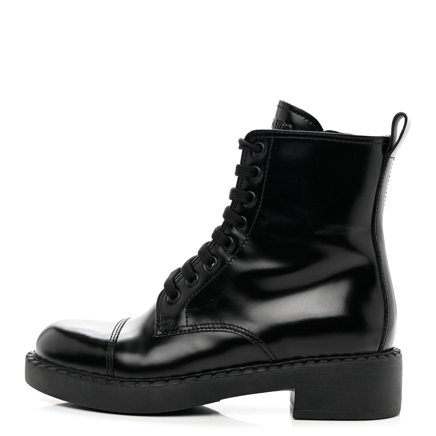 Prada Spazzolato Chocolate 50mm Combat Boots 35.5 Black 1 of 9