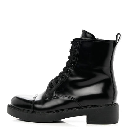 Prada Spazzolato Chocolate 50mm Combat Boots 35.5 Black 1 of 9