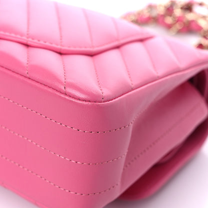 Chanel Lambskin Chevron Quilted Small Double Flap Pink 11 of 13