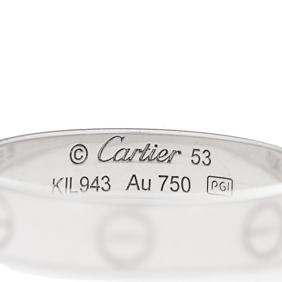 18K White Gold 3.5mm LOVE Wedding Band Ring 53 6.25