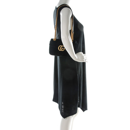 Gucci Velvet Matelasse Mini GG Marmont Shoulder Bag Black 2 of 7