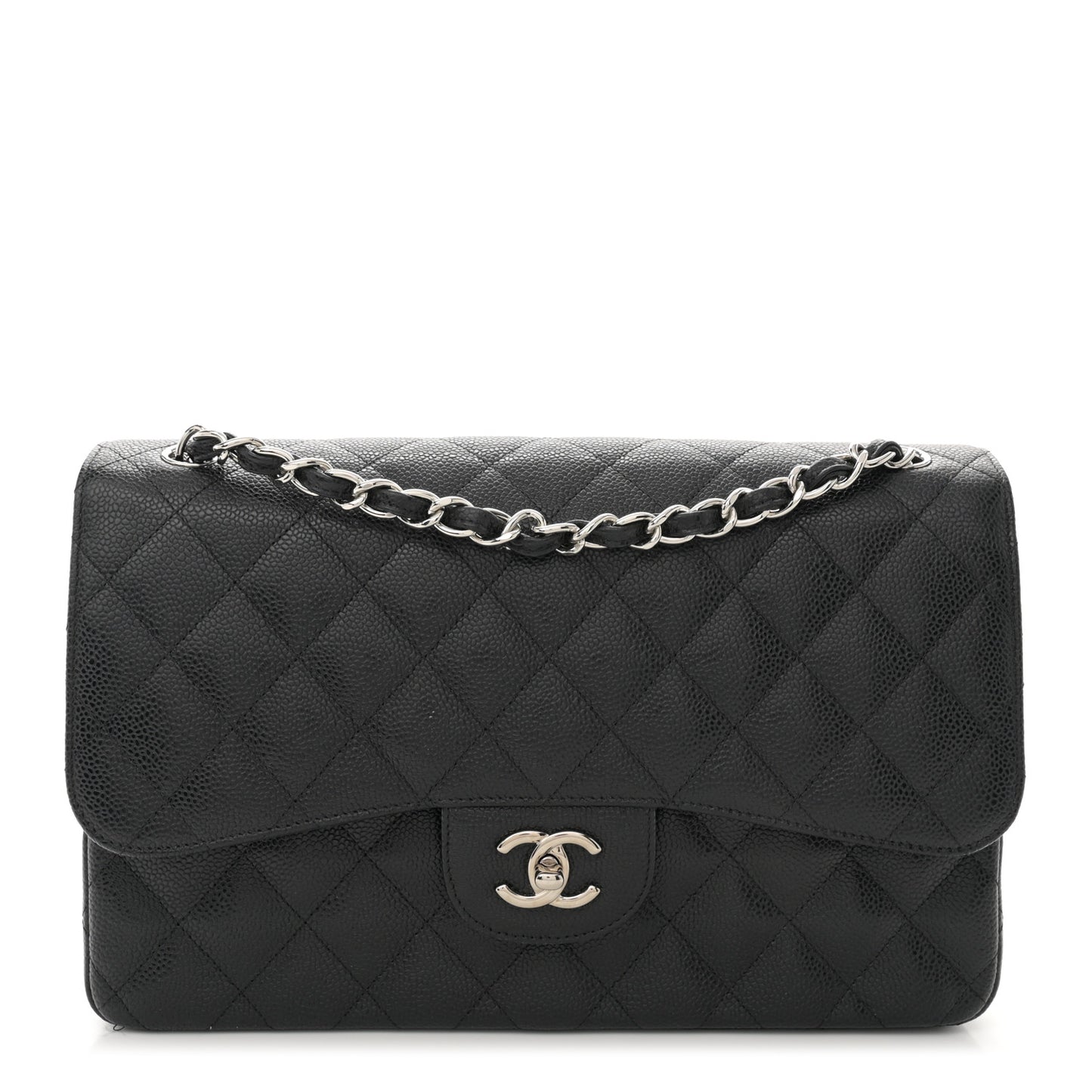 Caviar Quilted Jumbo Double Flap Black