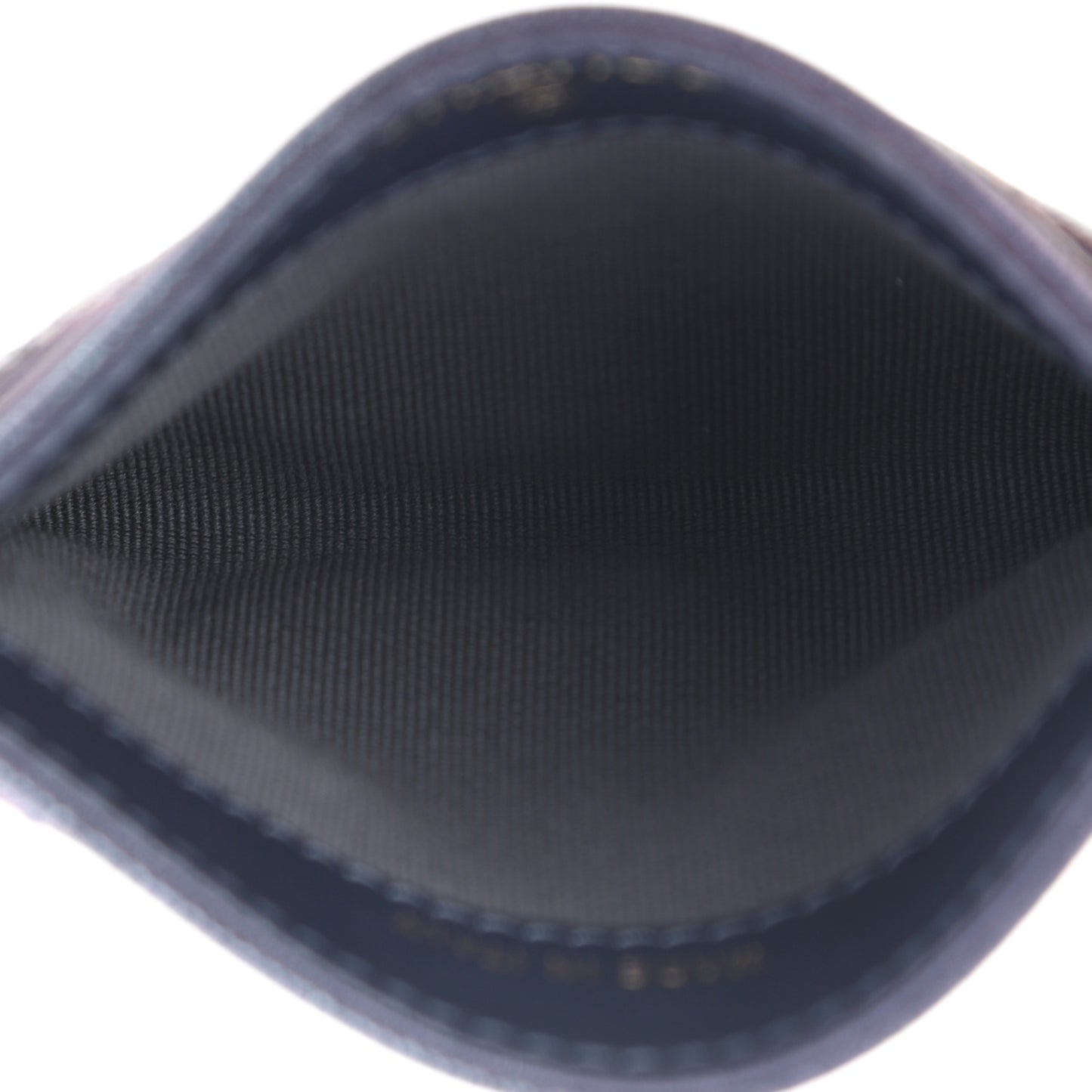 Iridescent Caviar Quilted Card Holder Dark Blue