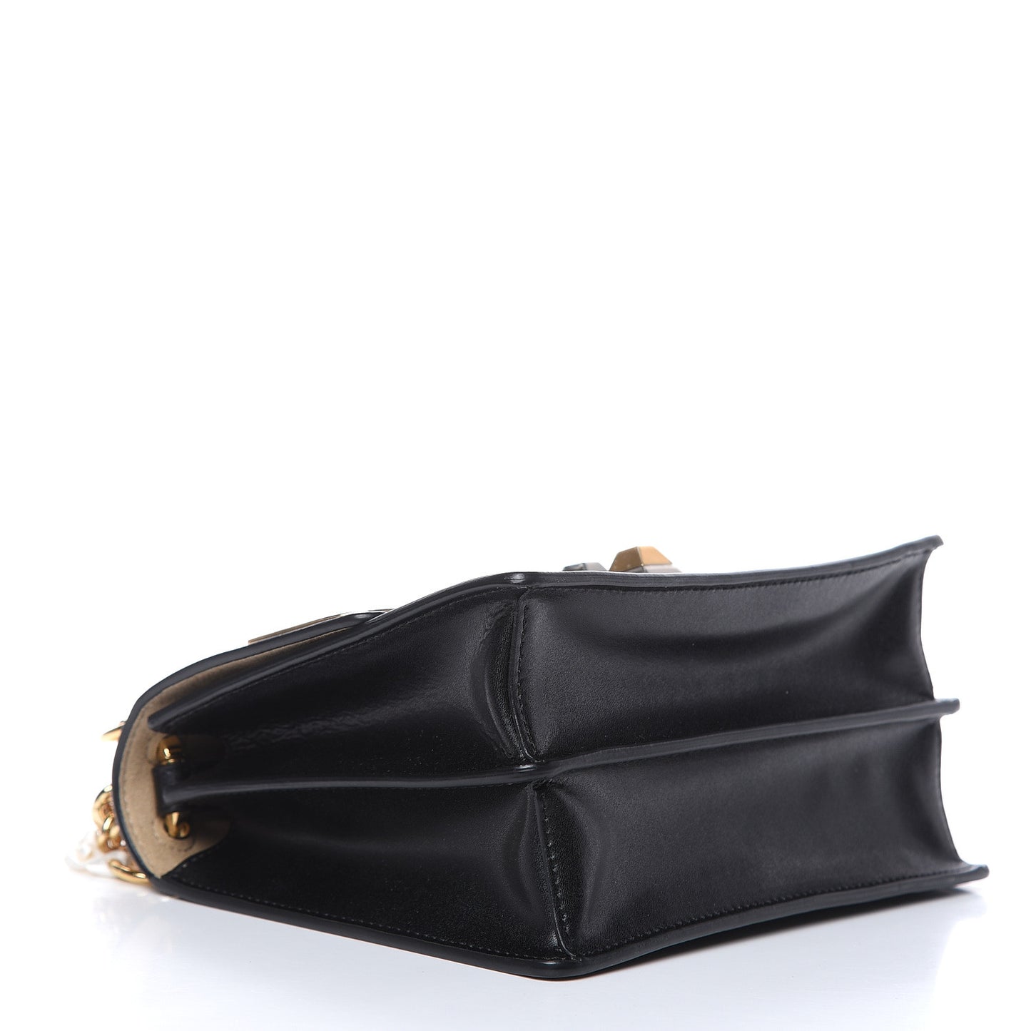 Vitello Liberty Metal Monster Eyes Small Kan I Shoulder Bag Black Gold