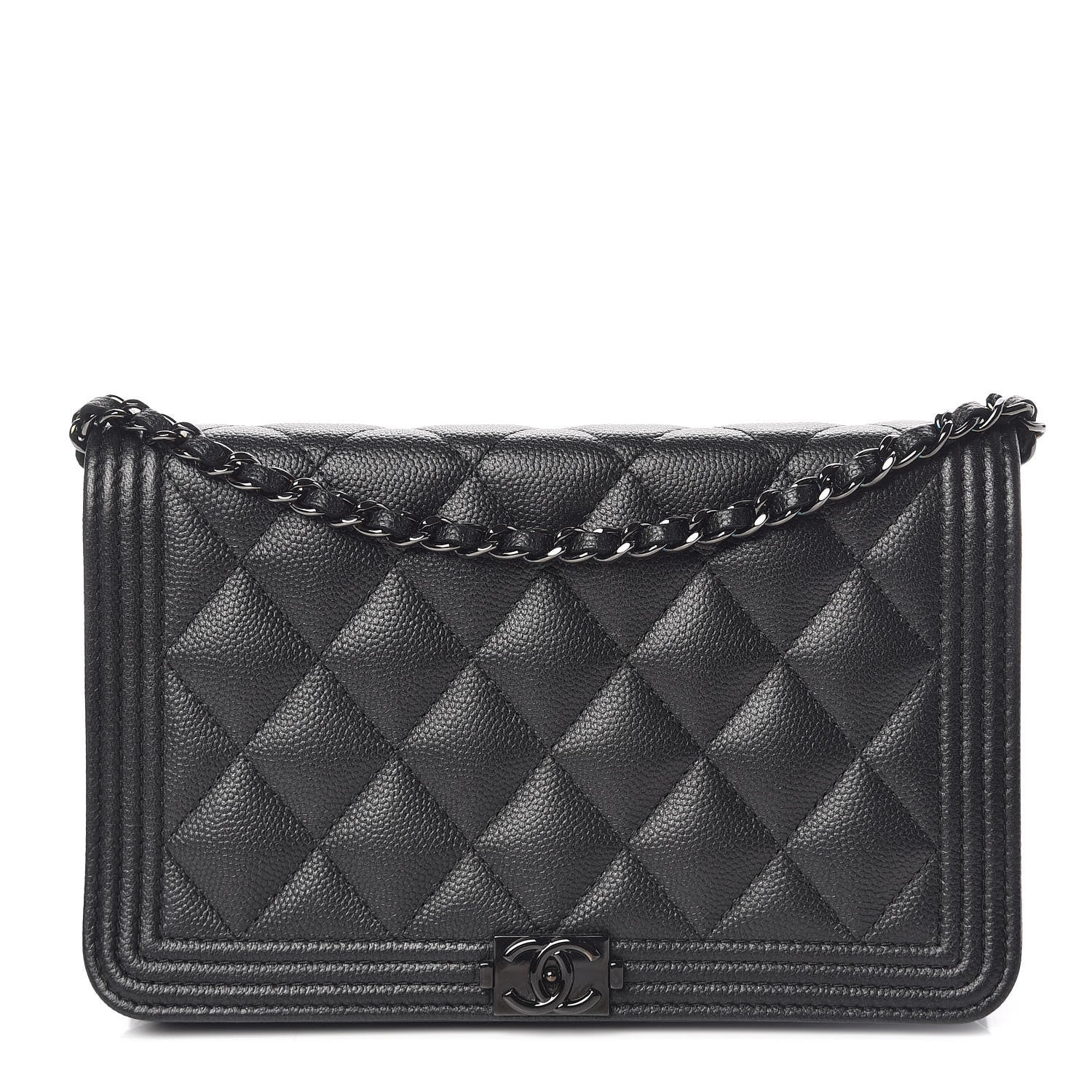 Chanel Caviar Quilted Boy Wallet On Chain WOC So Black 1 of 11
