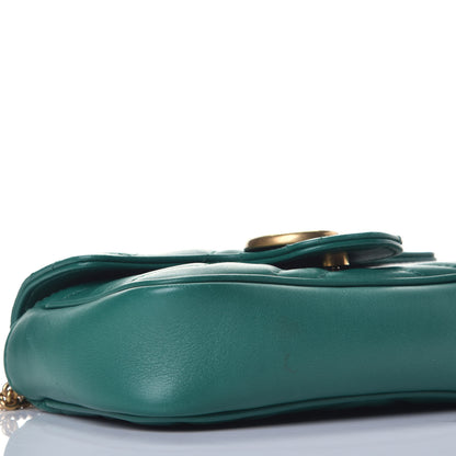 Gucci Calfskin Matelasse Super Mini GG Marmont Shoulder Bag Emerald Green 7 of 9