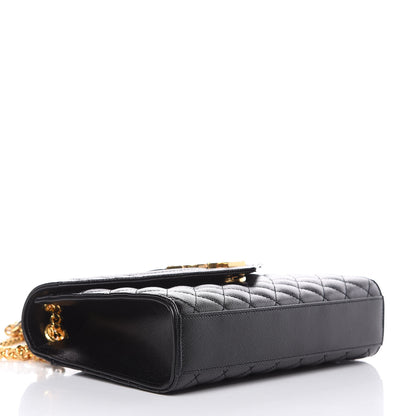 Saint Laurent Grain De Poudre Textured Mixed Matelasse Triquilt Medium Monogram Satchel Black 4 of 10