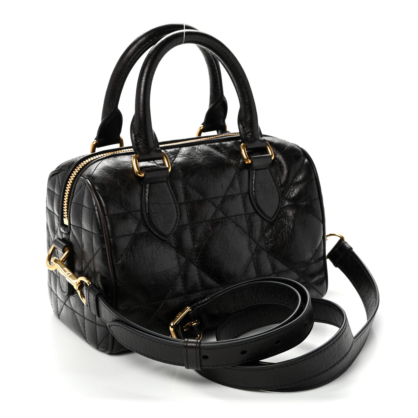 Crinkled Calfskin Macrocannage Groove 20 Bag Black
